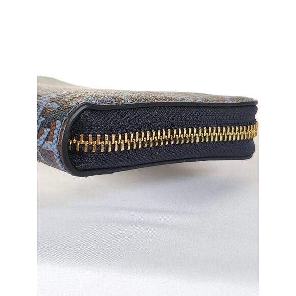 Coach Monogram Long Zip Around Wallet in Navy Blue (CF521) - Picture 3 of 9